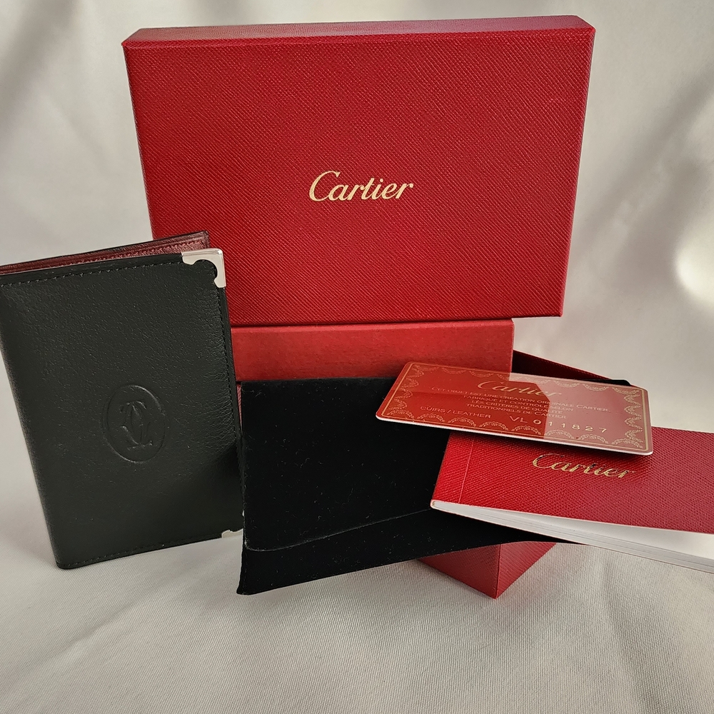 Cartier Must de Cartier Black Leather Wallet Card Holder
